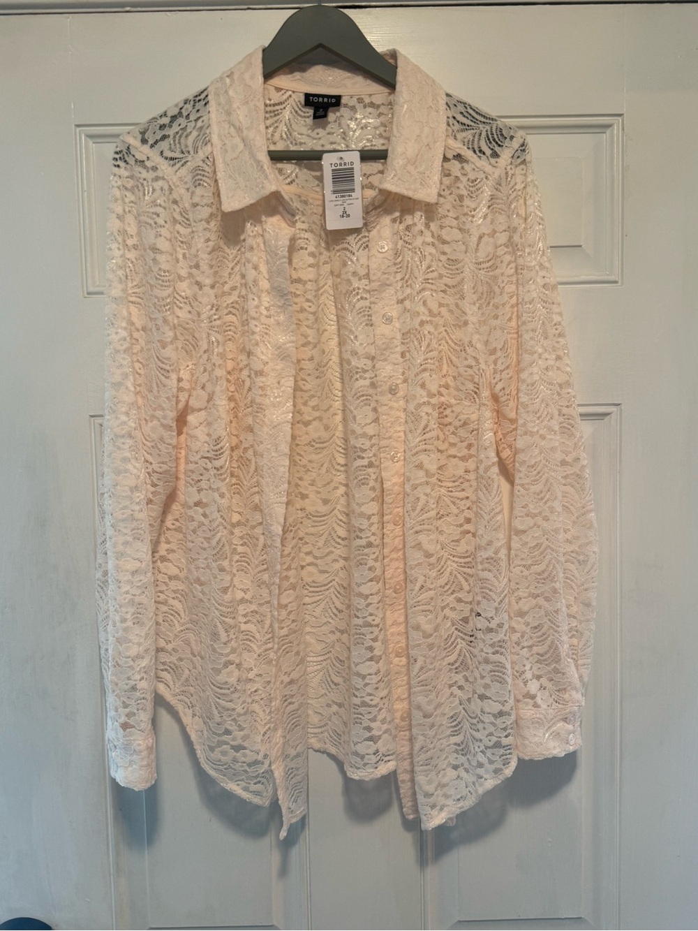 Torrid Lace Button-Up Shirt Cream
